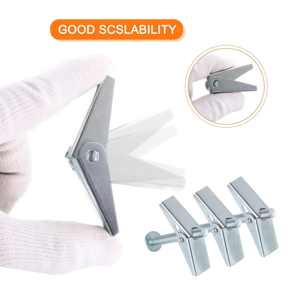 uxcell 20Pcs Spring Toggle Bolt Anchors, 3/8"x3" Butterfly Anchors ...