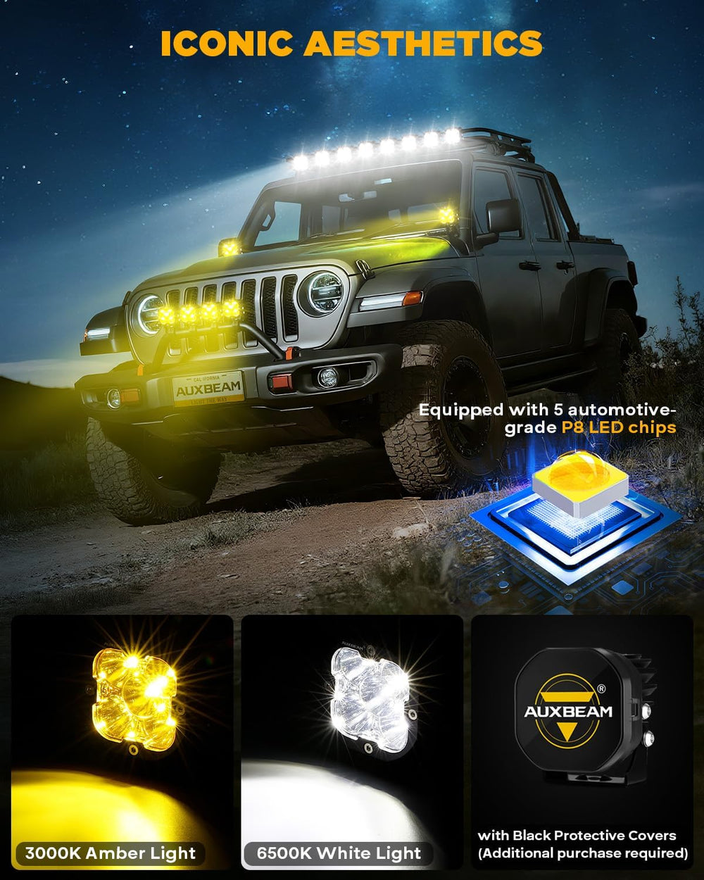 Auxbeam XP-Ultra Series Hyperspot LED Pods 3-Inch Off-Road Lights 2-Pack