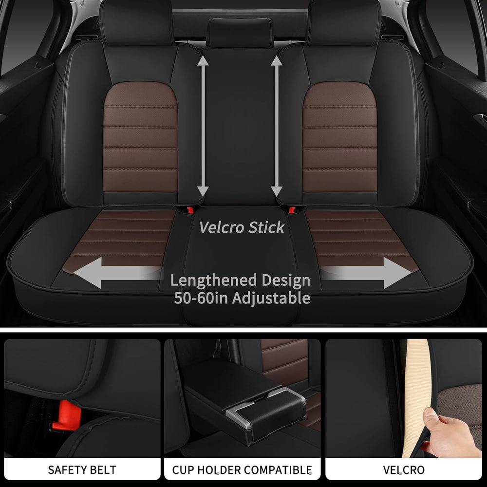 Car Seat Covers Full Set, 5 Seats Universal Leather Seat Covers for Cars, Wat...