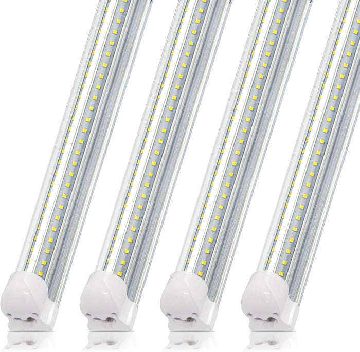 SZSKYING 25 Pack 8FT LED Shop Lights, 72W 7200LM 6500K, Daylight White, T8 Integrated LED Fixture, V-Shape, High Output, Clear Cover, Linkable LED Garage Shop Ceiling Tube Lights.
