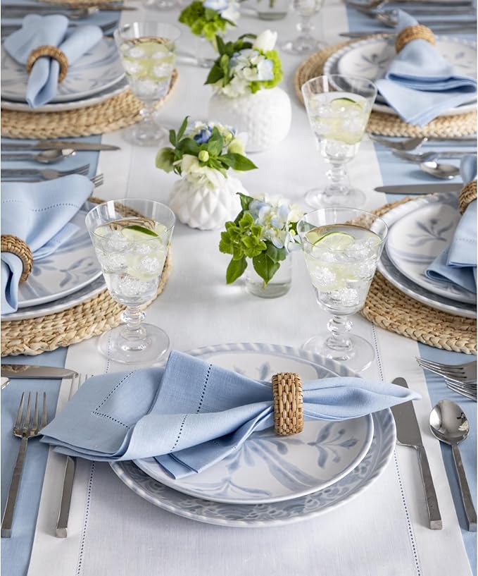Solino Home Linen Table Runner 90 Inches Long - Classic Hemstitch 100% Pure L...