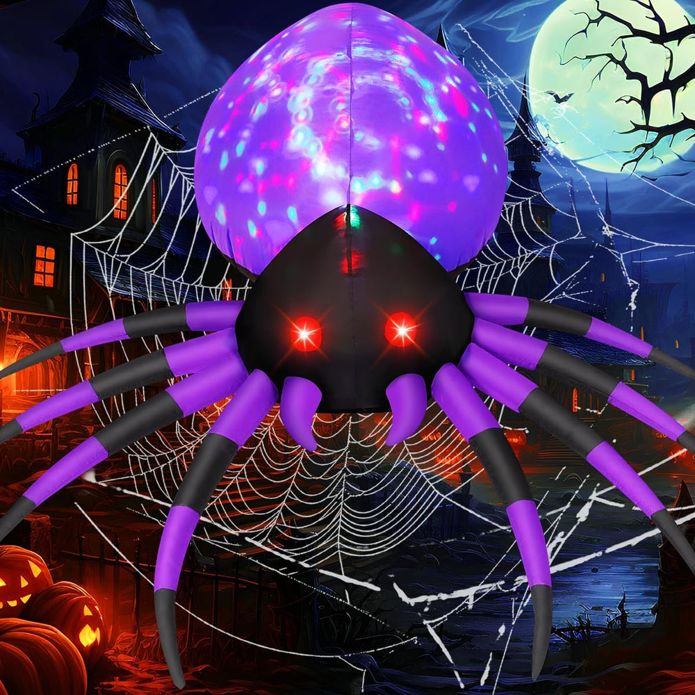 GOOSH 5 FT Width Halloween Inflatable Spider Outdoor Decoration with Magic Li...