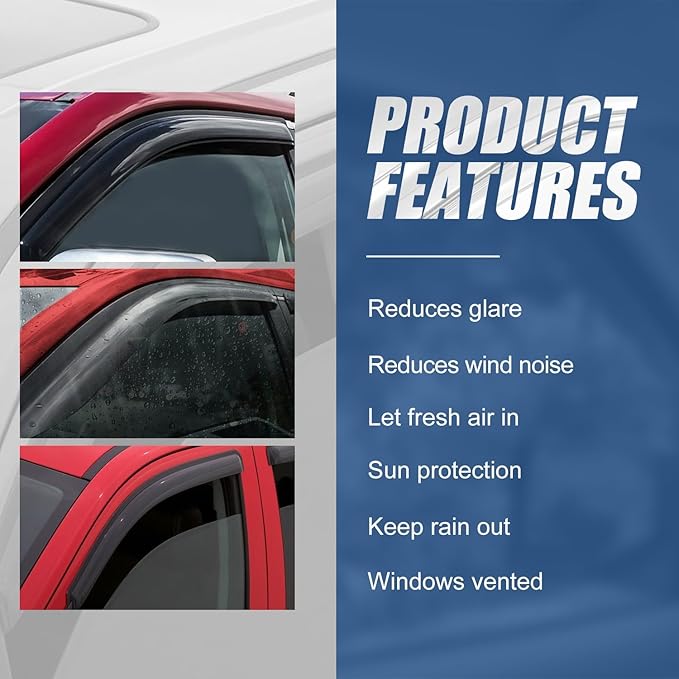 Auto Dynasty Set of 4 Carbon Fiber Pattern Window Visors Compatible