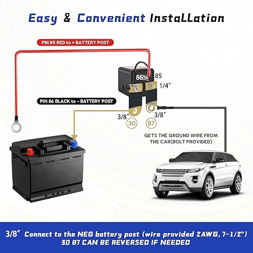 3/8" Side Post Remote Battery Disconnect Switch 12V Battery Kill Switch