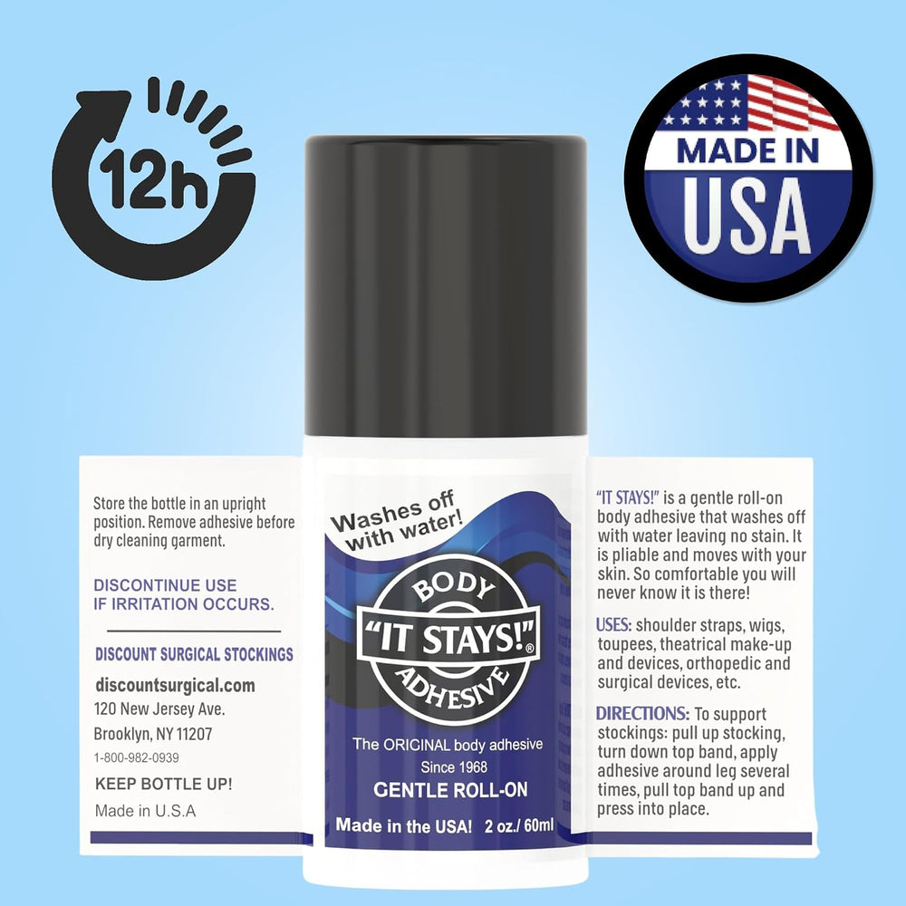 ABSOLUTE SUPPORT It Stays! Roll-On Body Fixative Glue 2 oz Adhesive - Made in...