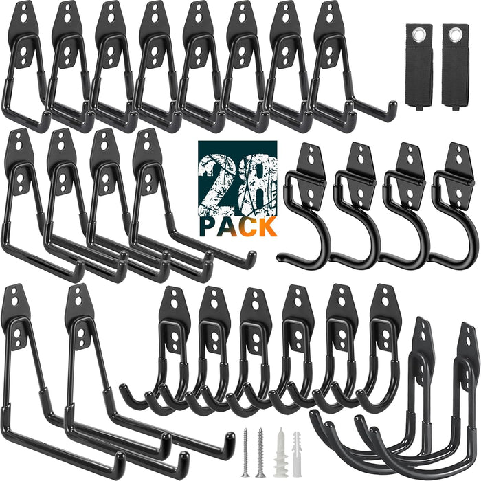 28 Pack Heavy Duty Garage Hooks, Utility Wall Mounted Storage System,