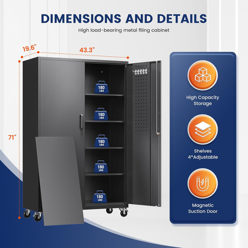 Yizosh Metal Garage Storage Cabinet with Locking Doors and Adjustable Shelves...