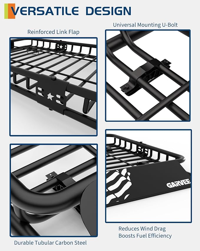 46" x 36" Universal Roof Rack Carrier Basket, 200 Lbs Capacity Car ...