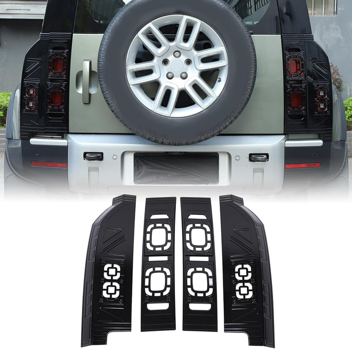 4PCS Tail Light Cover Kit Compatible with Land Rover Defender 90 110 130 2020-2025 ABS Tail Light Guards Protection Covers Armor Trim Exterior Accessories