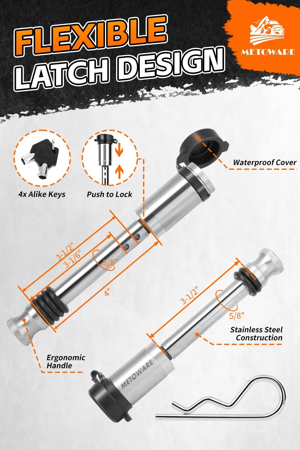 METOWARE 2.5'' Aluminum Adjustable Trailer Hitch, 8'' Drop/Ri...