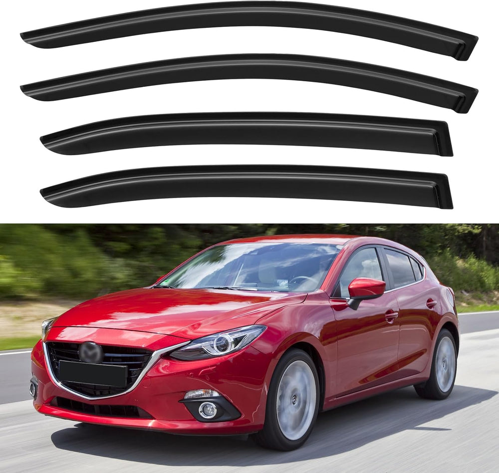 Window Visors Rain Guards for 2014-2018 Mazda 3 Sedan, Out-Channel Window Vent
