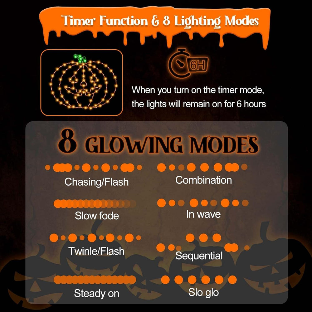 Halloween Window Lights, 2 Pack LED Waterproof Timer Indoor Decor