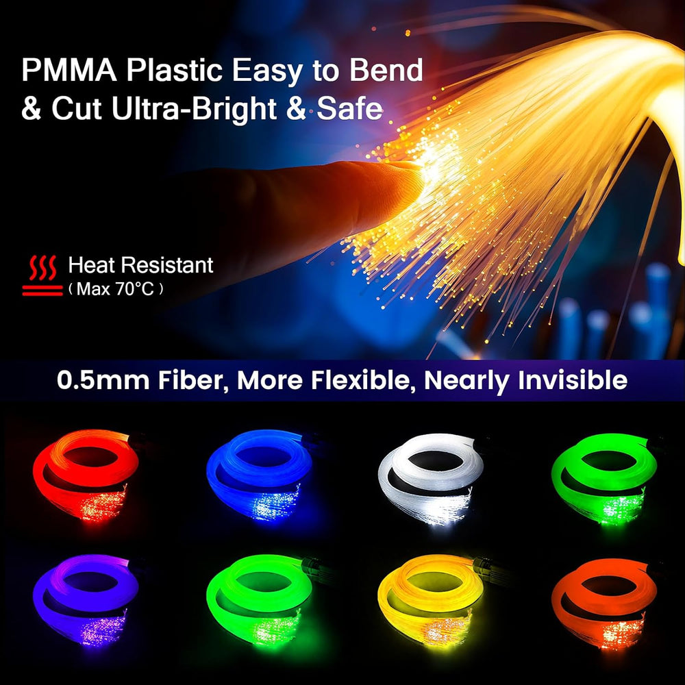 Split Starlight Headliner Kit - 400pcs 0.02in 4.9ft Fiber Optic RGBW Star Lig...