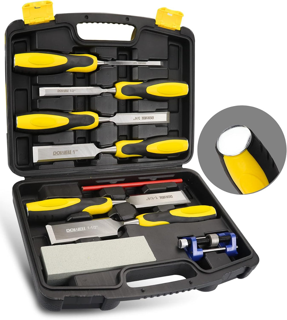 DOWELL 10PCS Wood Chisel Tool Set Sturdy Chisel, 1/4 inch,1/2 inch,3/4 inch,1...