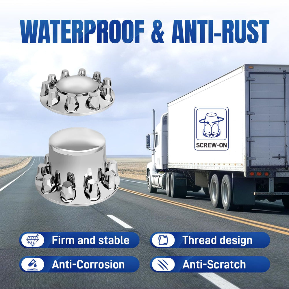 32/33mm Semi Truck Lug Nut Covers Wheel Covers Kit with 2 Front & 4 Rear,...