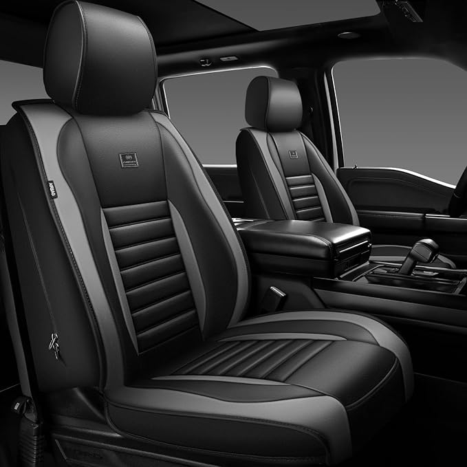 CAR PASS Nappa Leather Car Seat Covers Front Seats, Luxury Seat Protector