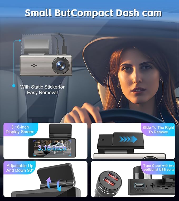 4K+2K Dash Cam Front and Rear, Dash Camera