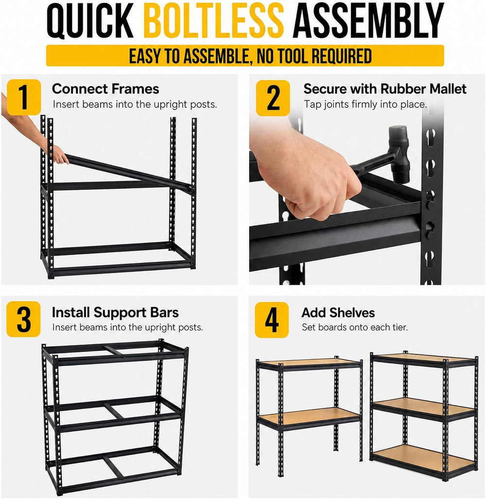 2 Pack Garage Shelving, 36"W x 16"D x 72"H, 5-Tier Storage Rack