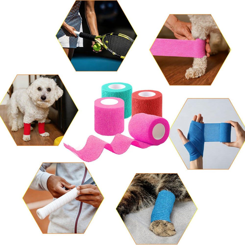 BQTQ 50 Rolls Self Adhesive Bandage Wrap 2 inch Self Adherent Tape(Rainbow)
