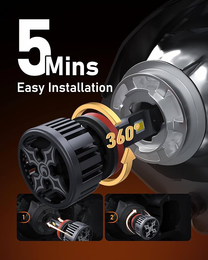 Hikari 2025 25000LM 9007 HB5 Dual Beam LED Bulbs, Fog Light, 45W Upgraded Core