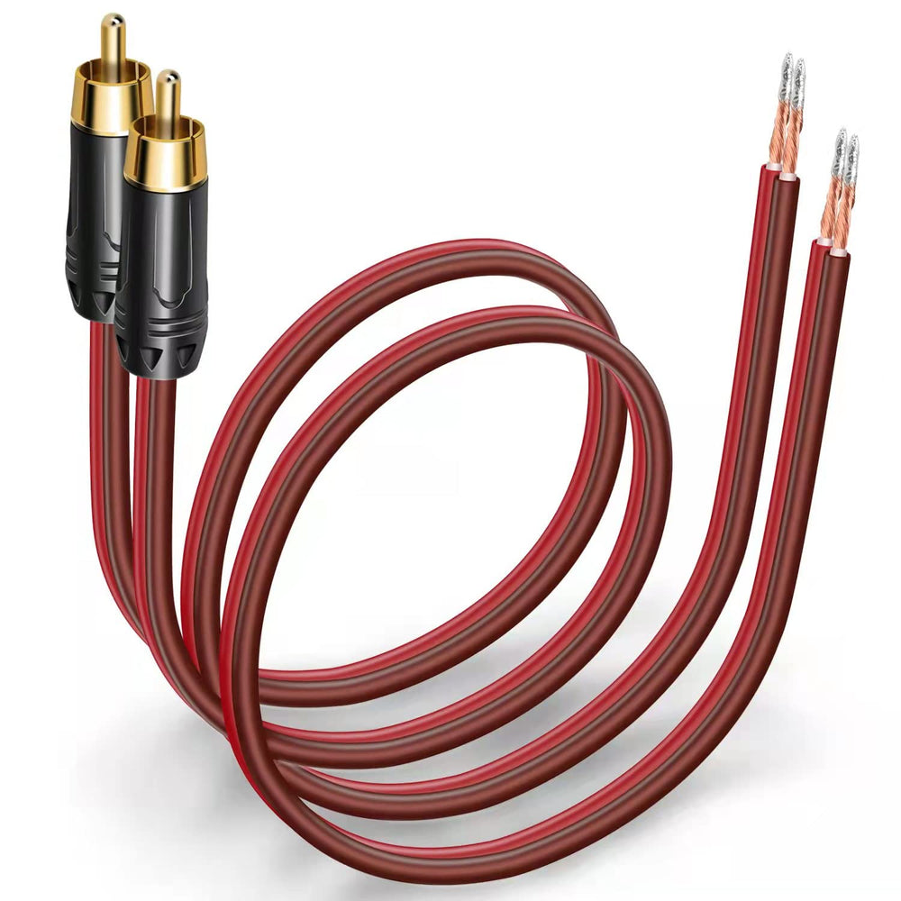 Yuchenfeng Gold-Plated RCA to Bare Wire Speaker Cable - 14AWG OFC Copper Audi...