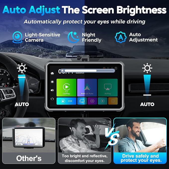 Portable Apple Carplay Screen for Car, Secure Strong Bracket, Navigation
