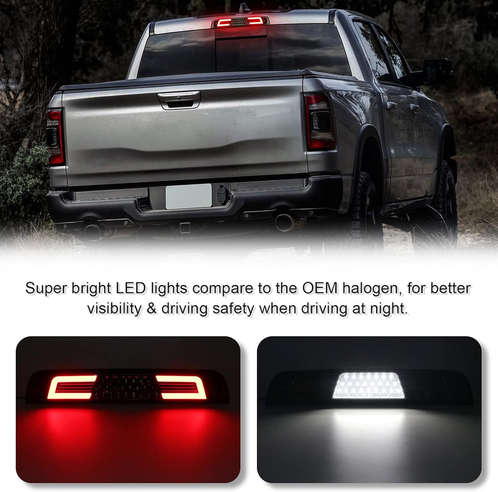 LED Third Brake Light Smoked Compatible with 2019-2026 RAM 1500 Rear High Mou...