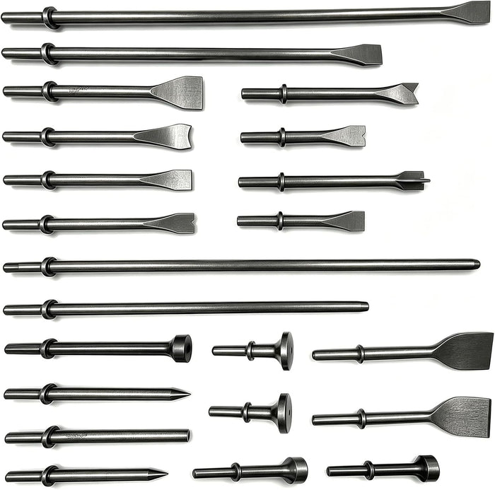 22‑Piece Air Hammer Bits Set,0.401 Inch Shank Pneumatic Chisel Bits Kit,Cr-Mo Alloy Steel Punch (22 Pack)