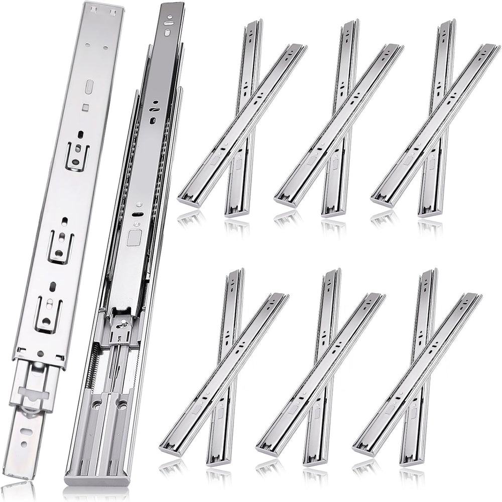 14 inch Drawer Slides 6 Pairs (12pcs) Soft Self Close 3 fold Full Extension B...