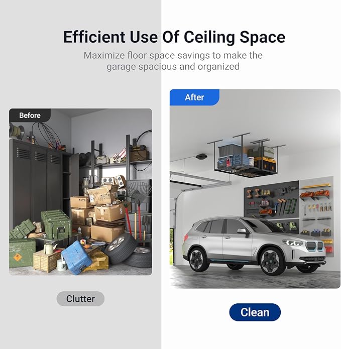 FLEXIMOUNTS 2x3FT Garage Storage Rack Overhead, Adjustable Ceiling Storage Racks