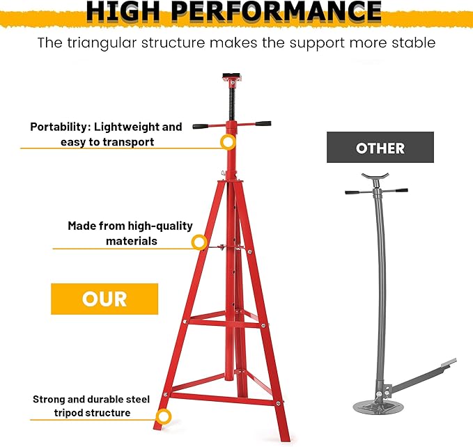 KUAFU 47.375"-84.5" Automotive Under Hoist Tripod Stand 2 Ton High ...