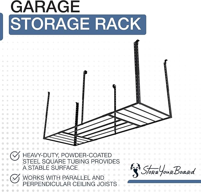 StoreYourBoard 3 x 8 ft Garage Storage Rack, Ceiling Shelf Overhead Organization