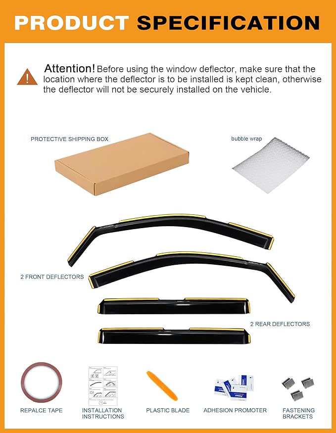 in-Channel Window Rain Guards Fit (4pcs)