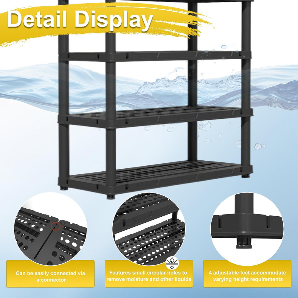 72”H Plastic Garage Storage Shelves,5-Tier Heavy Duty Plastic Shelving,700LBS...