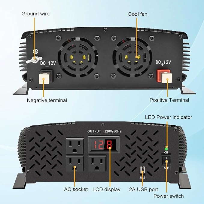 2500 Watt car Power Inverter 12V to 110V /120V, 2000+ watt invertor