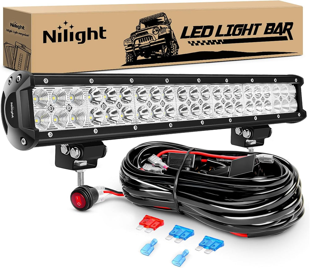 Nilight - ZH006 LED Light Bar 20 Inch 126W Spot Flood Combo Led Off Road Ligh...