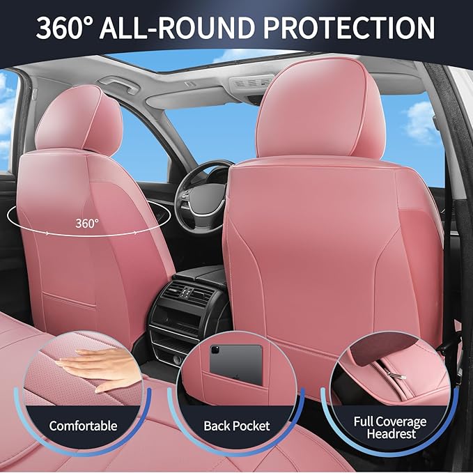 Pink Seat Covers for Cars, Front Seats Universal Fit for SUV, Sedans and Trucks