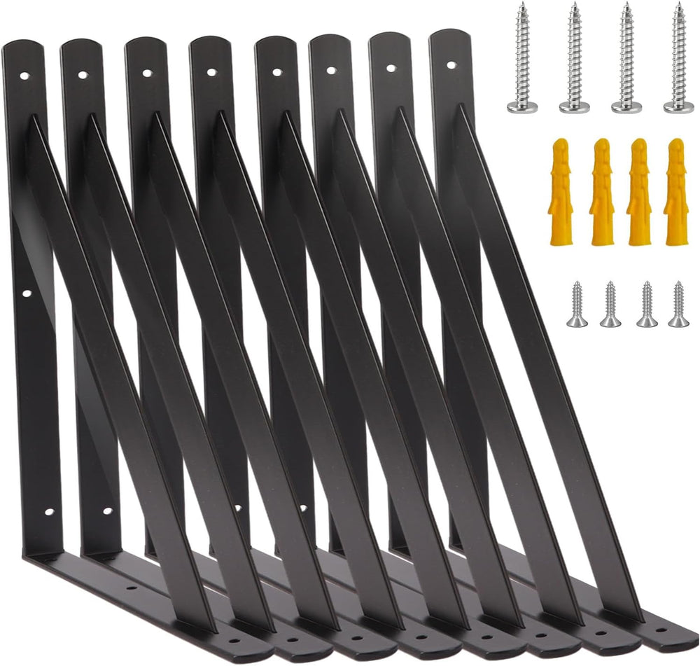 8 Pack 18 Inch Heavy Duty Metal Shelf Brackets (457x295mm) - 90 Degree Wall M...