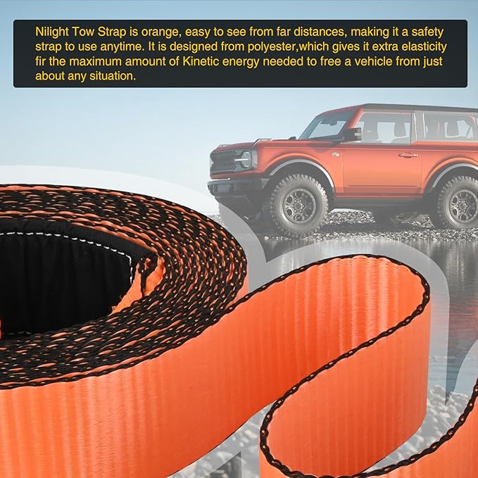 Nilight 3" x 30' Recovery Tow Strap Lab Tested 31, 500lbs Break Stre...