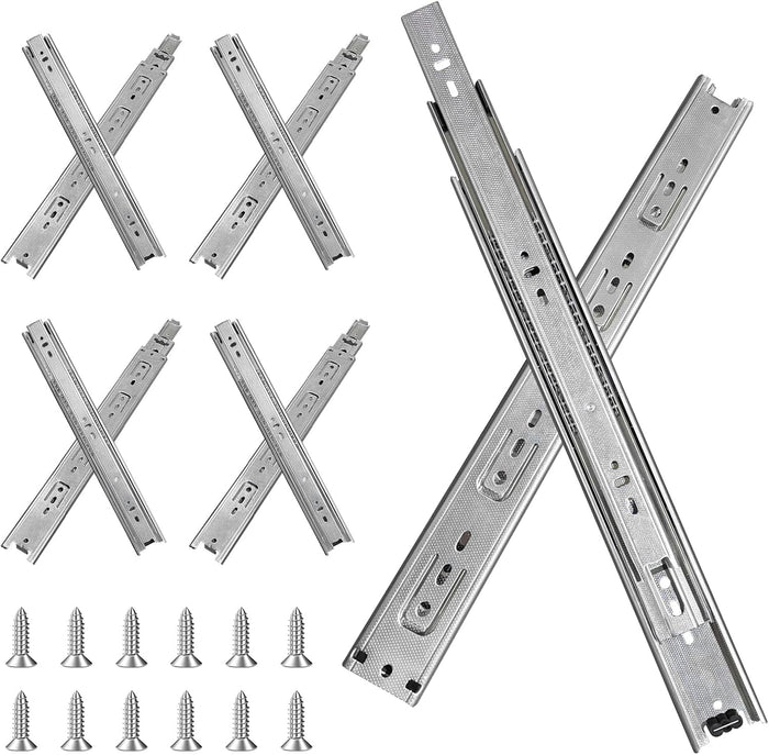 18 inch Drawer Slides 4 Pairs (8pcs) Full Extension Ball Bearing Drawer Slides 3 fold Full Stretch Side Mount Drawer Slides 100 LB Capacity Drawer Slide 18" Silver