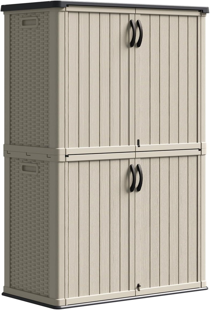 Patiowell 50 cu.ft Plastic Outdoor Storage Shed, Lockable Waterproof Resin
