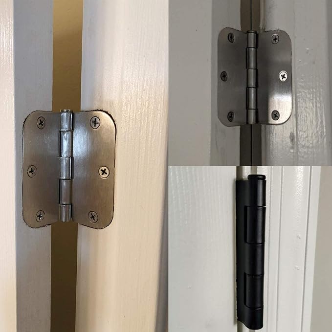 18 Pack Interior Satin Nickel Door Hinges Brushed 3.5 Inch x 1/2" Rounde...