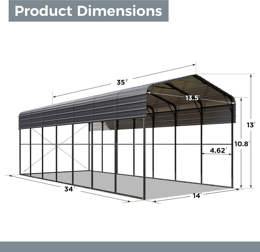 GREEN PARTY 14x35x13 ft Metal RV Carport Heavy Duty Canopy Garage Shelter