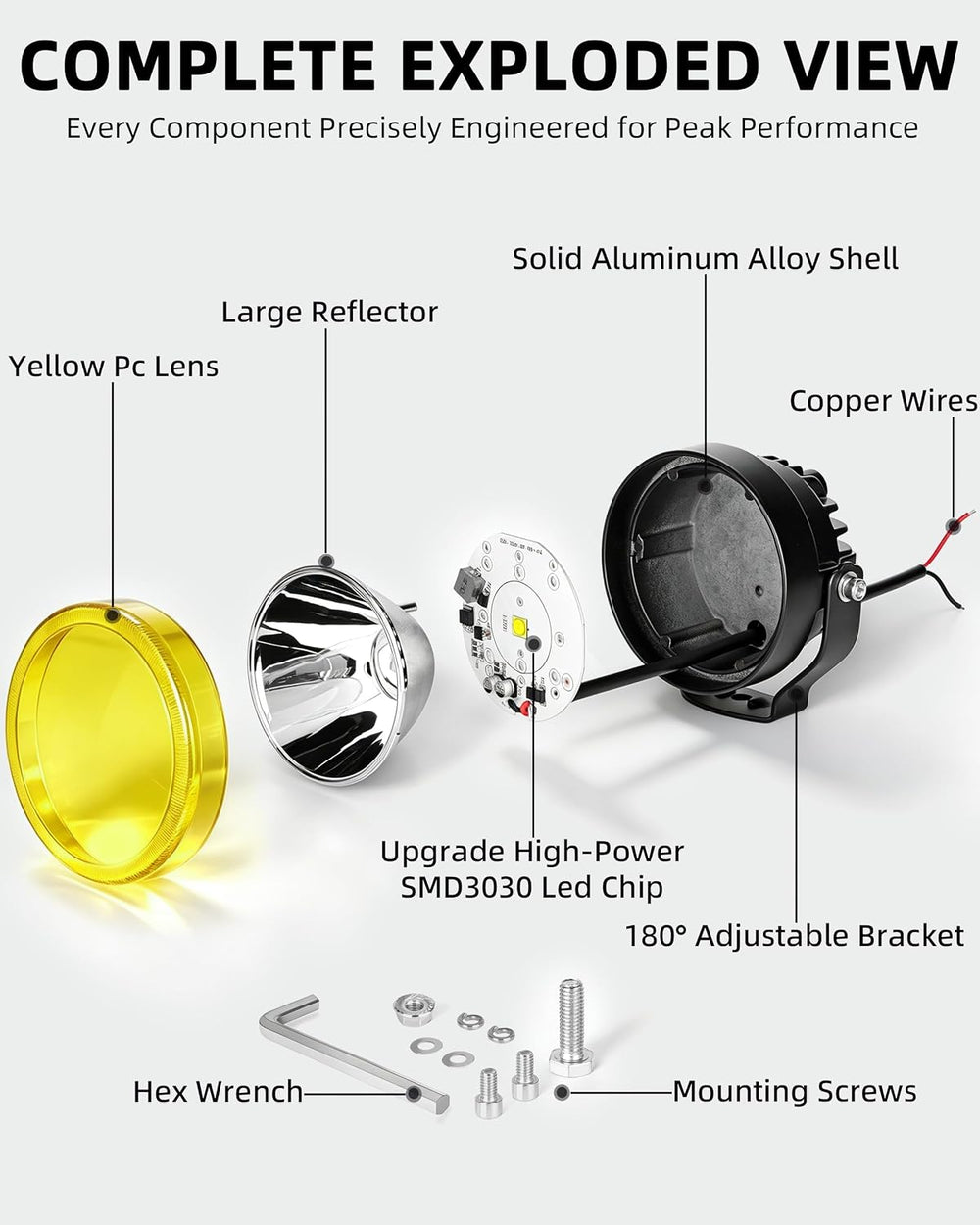 4 Inch Round Led Pod Lights, 60W LED Fog Lights, Amber/Yellow