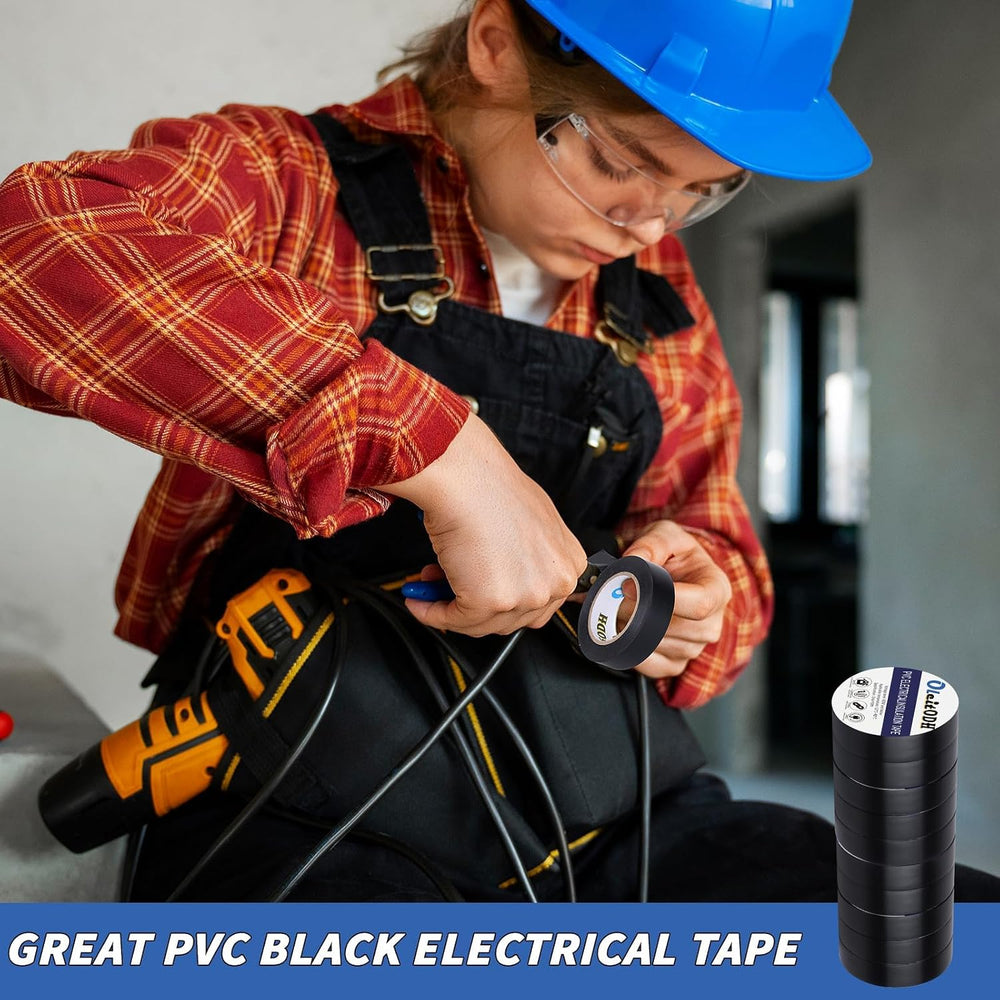 Oleitodh 100 Rolls Black Electrical Tape Bulk 3/4 Inch x 66FT Vinyl Tape