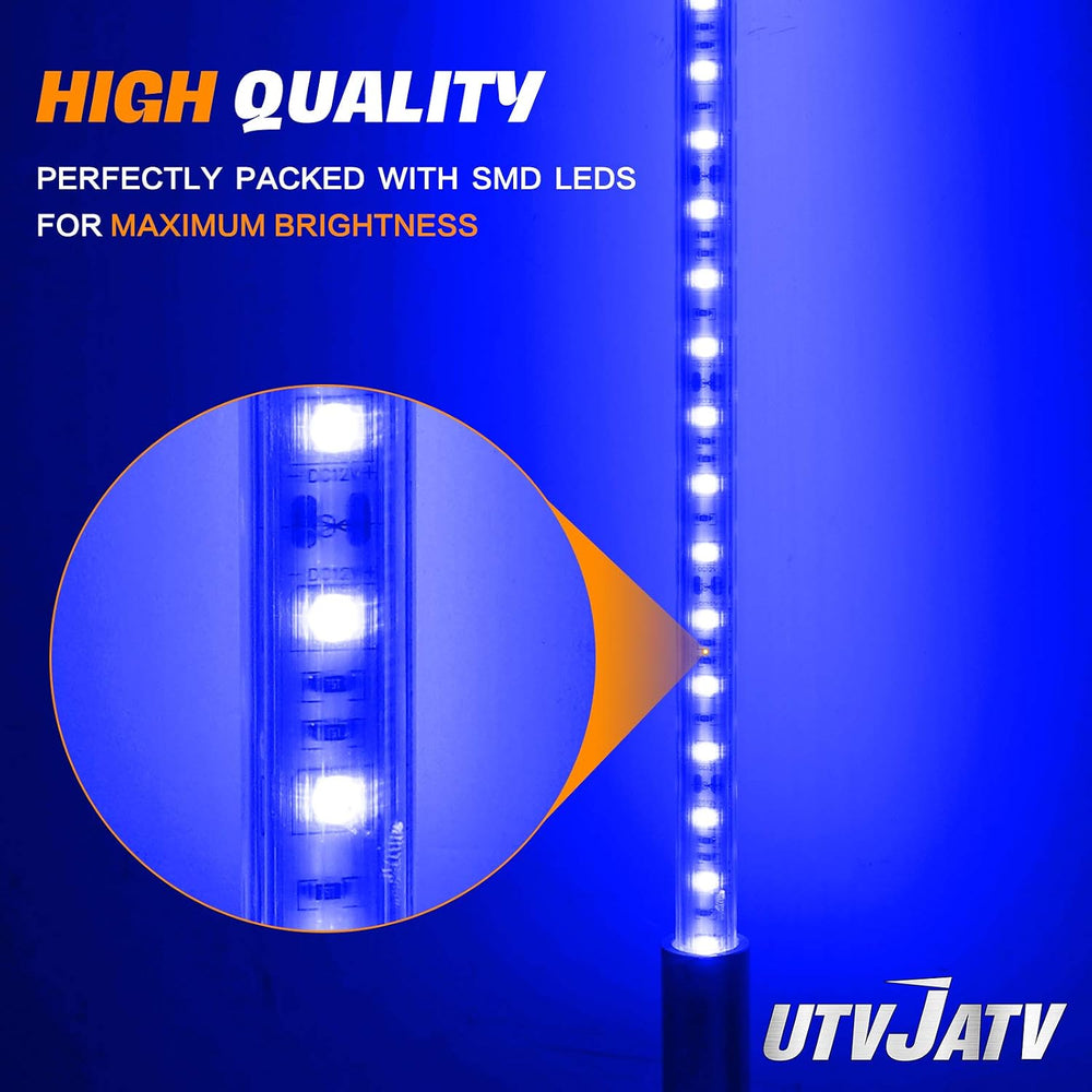 4ft LED Whip Blue Lights Waterproof Flag Pole Safety Antenna with Flag for Ca...