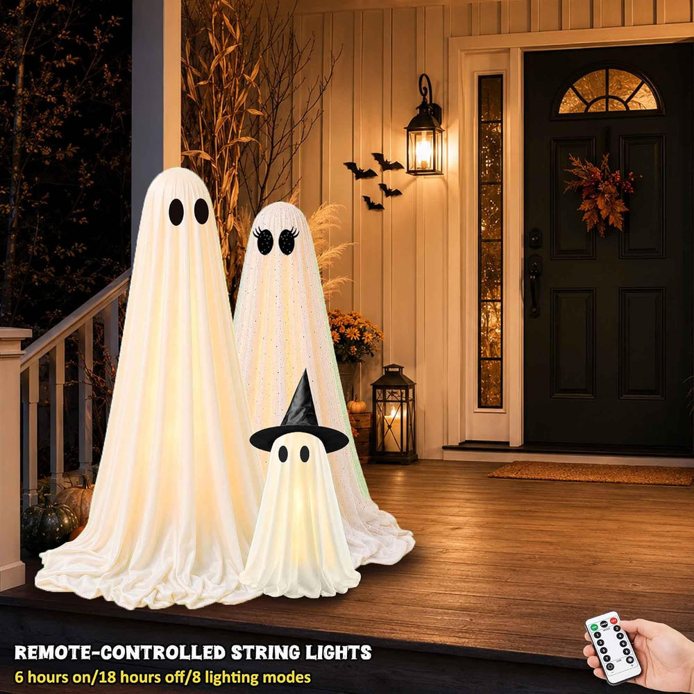 Halloween Decorations Outdoor, 3 Pack Light Up Spooky Ghosts with Remote Cont...