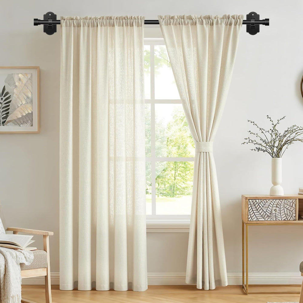 TONIAL Curtain Rods No Drilling for Windows 2 Pack, Black, 32 to 86 Inch
