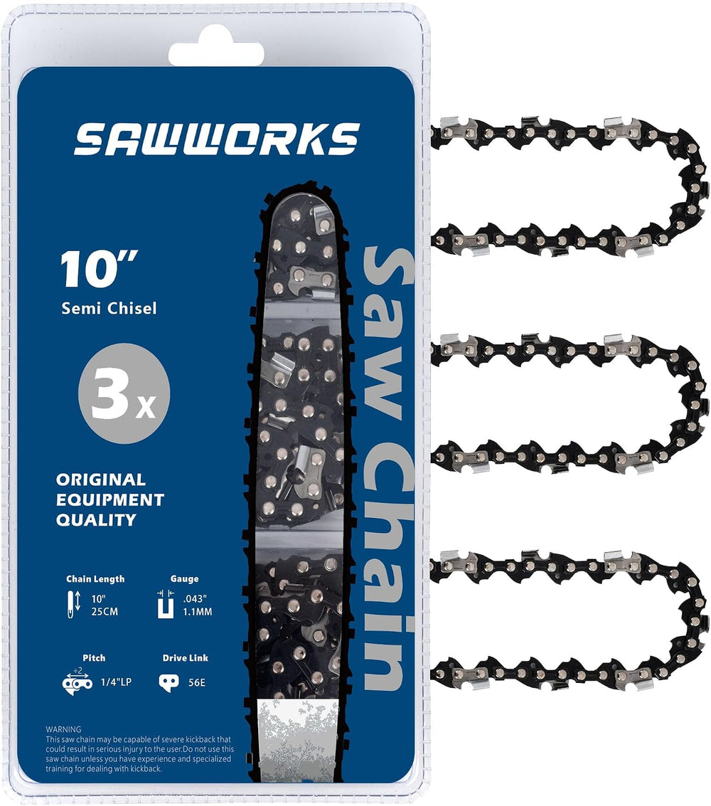 SawWorks 10 Inch Pole Saw Chain 1/4" Pitch .043" Gauge 56 Drive Links