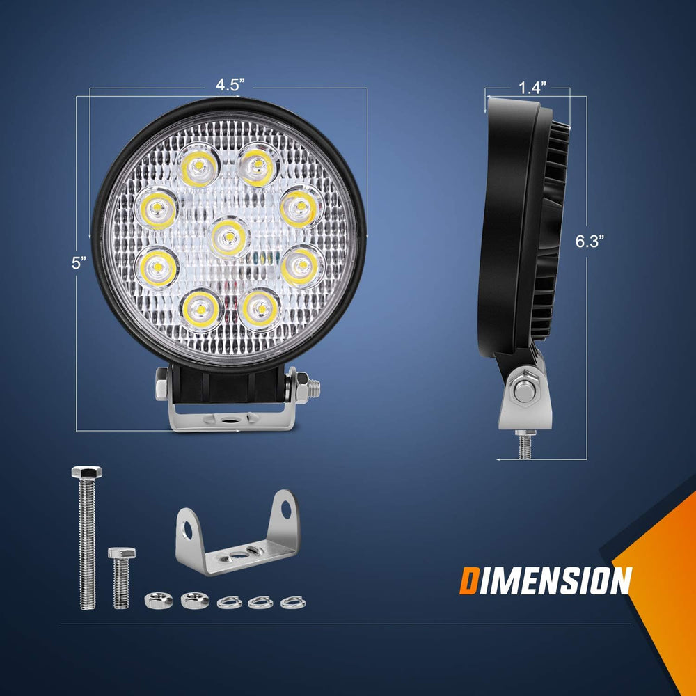 Nilight 4.5 Inch Round 27W Spot LED Work Light Fog Light Waterproof Offroad D...